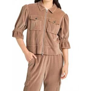 NEW CINQ A SEPT velour holly jacket in mocha